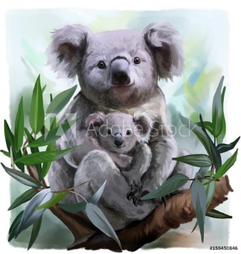 Bild på Koala and her baby watercolor painting